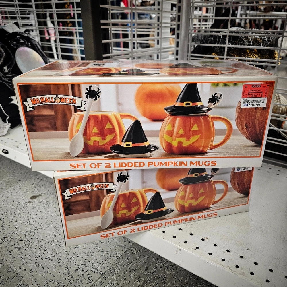 MR HALLOWEEN SET OF TWO JACK O LANTERN MUGS